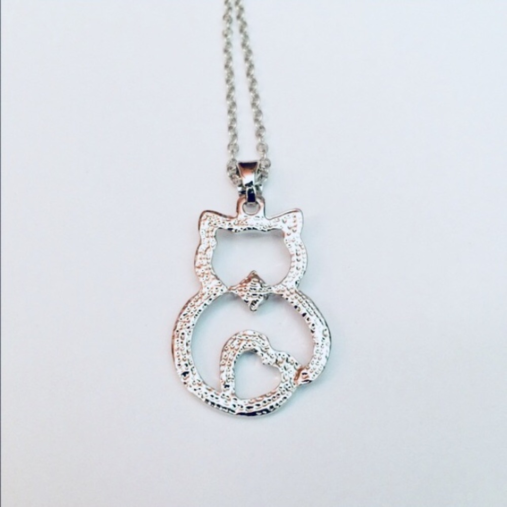 HP Silver Plated Kitten Pendant Necklace Cat Kitty - Picture 2 of 2